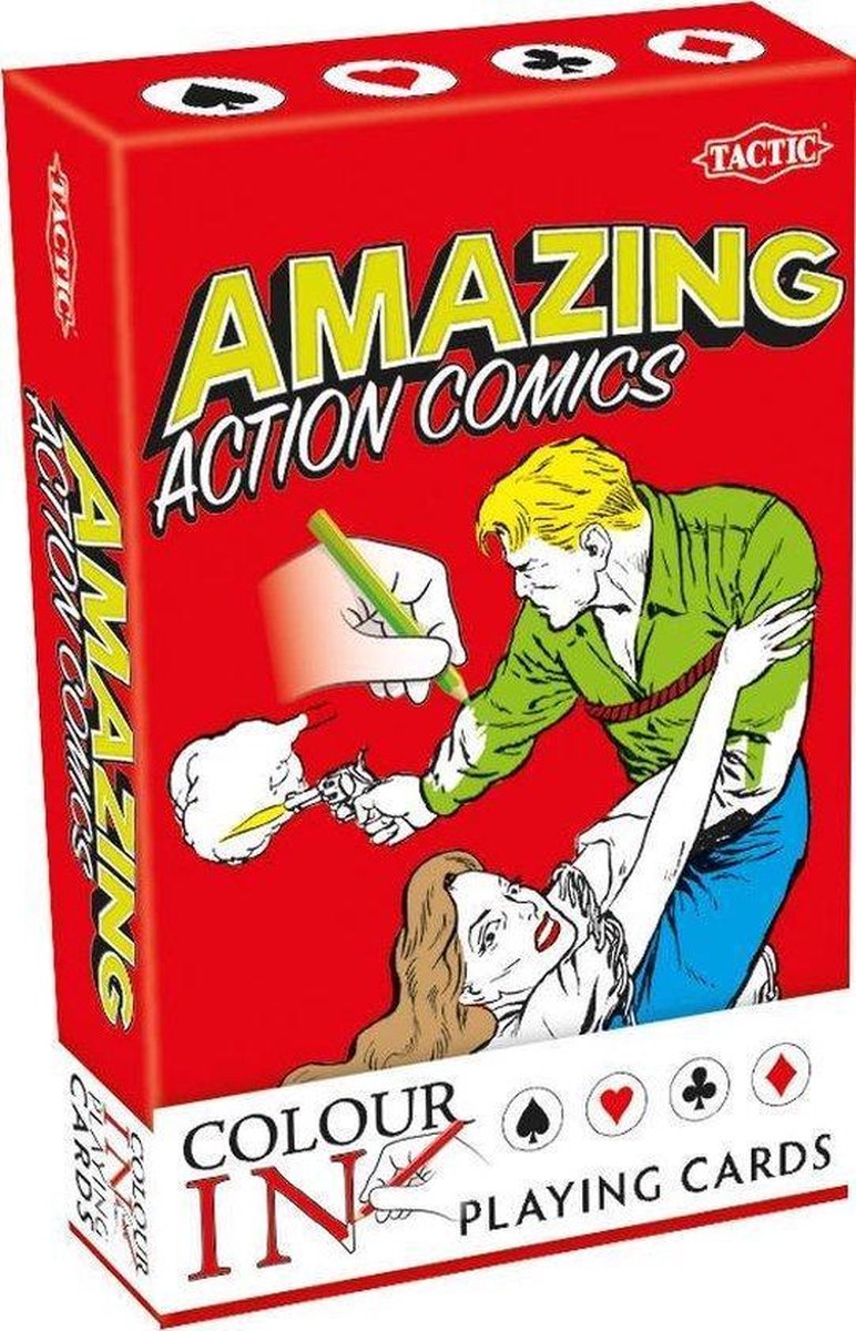 Colour-In Speelkaarten | Amazing Action Comics | Stok Kaarten Zelf Inkleuren | Creatief